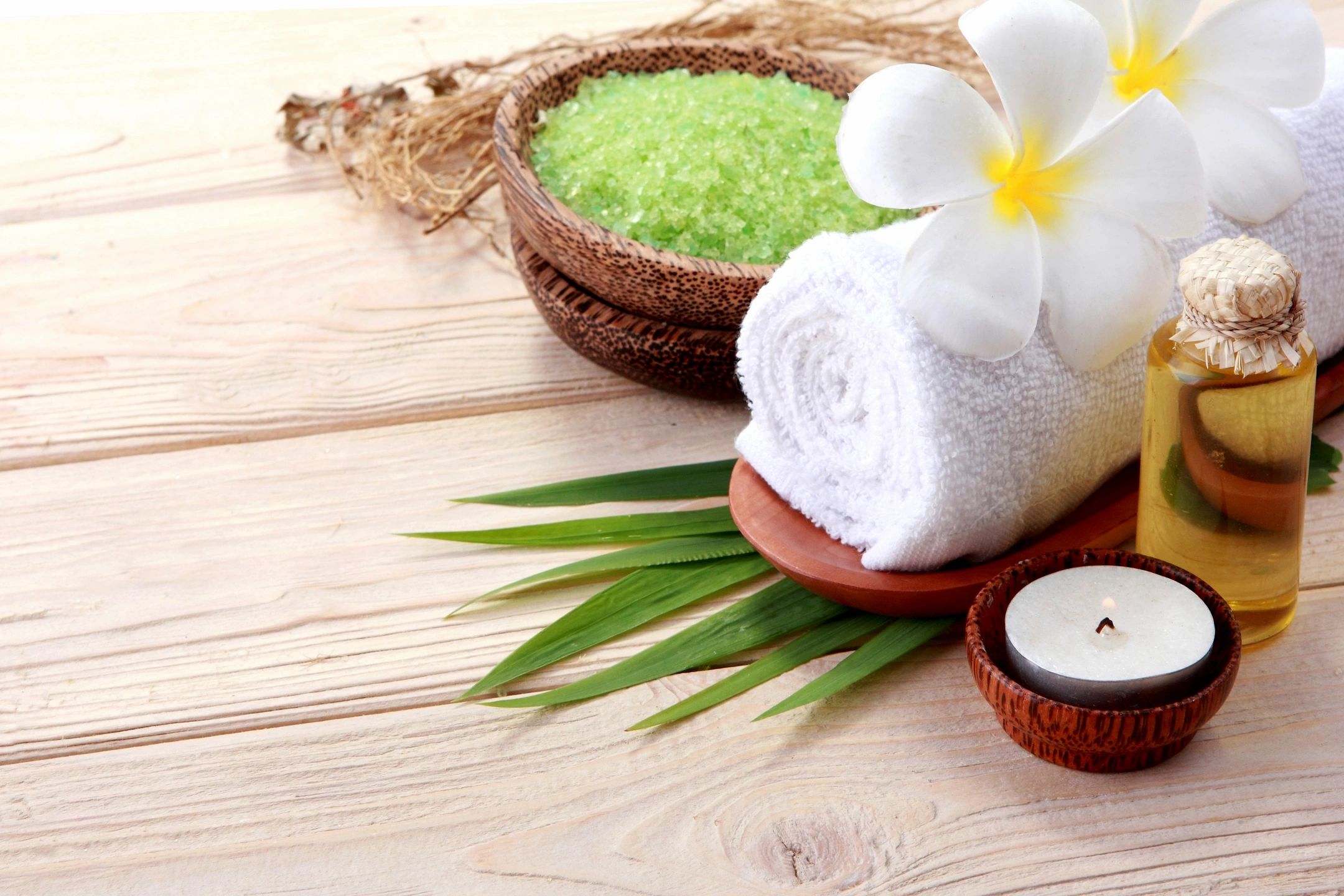 beauty products in a serene spa